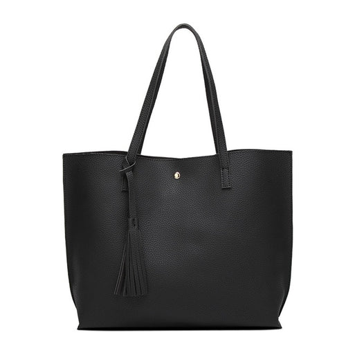 Soft Leather Top Handle Tassel Handbag