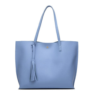 Soft Leather Top Handle Tassel Handbag