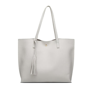 Soft Leather Top Handle Tassel Handbag