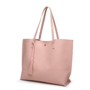 Soft Leather Top Handle Tassel Handbag