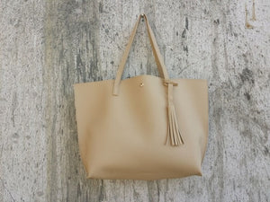 Soft Leather Top Handle Tassel Handbag