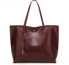 Load image into Gallery viewer, Top Handle Soft Leather Tassel Tote Handbag