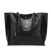 Load image into Gallery viewer, Top Handle Soft Leather Tassel Tote Handbag