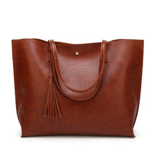 Load image into Gallery viewer, Top Handle Soft Leather Tassel Tote Handbag