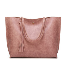 Load image into Gallery viewer, Top Handle Soft Leather Tassel Tote Handbag