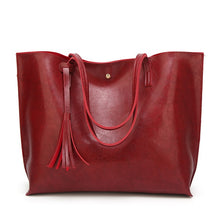 Load image into Gallery viewer, Top Handle Soft Leather Tassel Tote Handbag