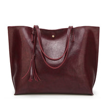 Load image into Gallery viewer, Top Handle Soft Leather Tassel Tote Handbag