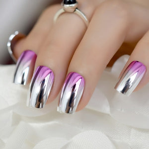 Marble STILETTO False Nails + Glue Sticker