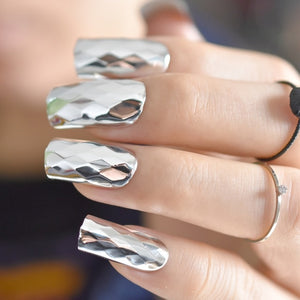 Marble STILETTO False Nails + Glue Sticker