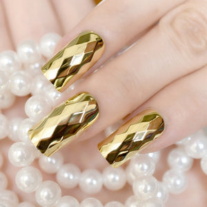 Marble STILETTO False Nails + Glue Sticker