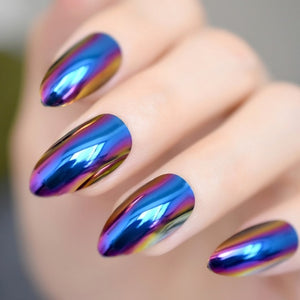 Marble STILETTO False Nails + Glue Sticker