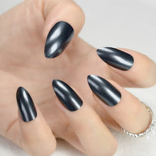 Load image into Gallery viewer, Marble Pointed Dark Shiny False Nails