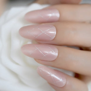 Marble Pointed Dark Shiny False Nails