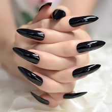 Load image into Gallery viewer, Marble Pointed Dark Shiny False Nails