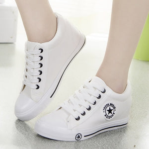 Casual White Wedge Sneakers