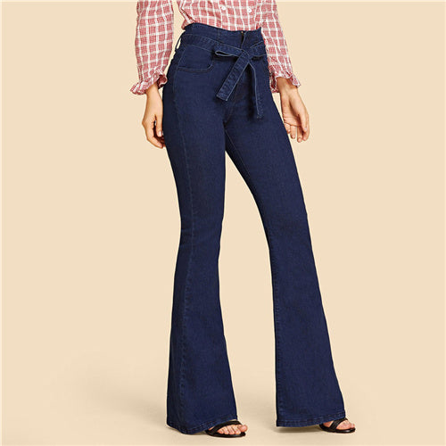 Navy High Waist Flare Jeans