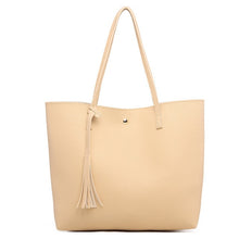 Load image into Gallery viewer, Soft Leather Over Tassel Tote Handbag