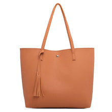 Load image into Gallery viewer, Soft Leather Over Tassel Tote Handbag