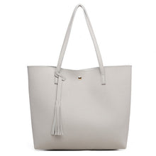 Load image into Gallery viewer, Soft Leather Over Tassel Tote Handbag