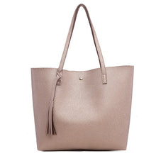 Load image into Gallery viewer, Soft Leather Over Tassel Tote Handbag