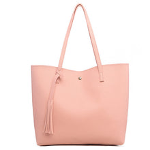 Load image into Gallery viewer, Soft Leather Over Tassel Tote Handbag