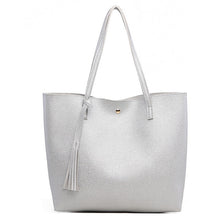 Load image into Gallery viewer, Soft Leather Over Tassel Tote Handbag