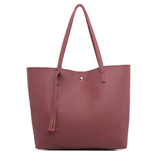 Load image into Gallery viewer, Soft Leather Over Tassel Tote Handbag