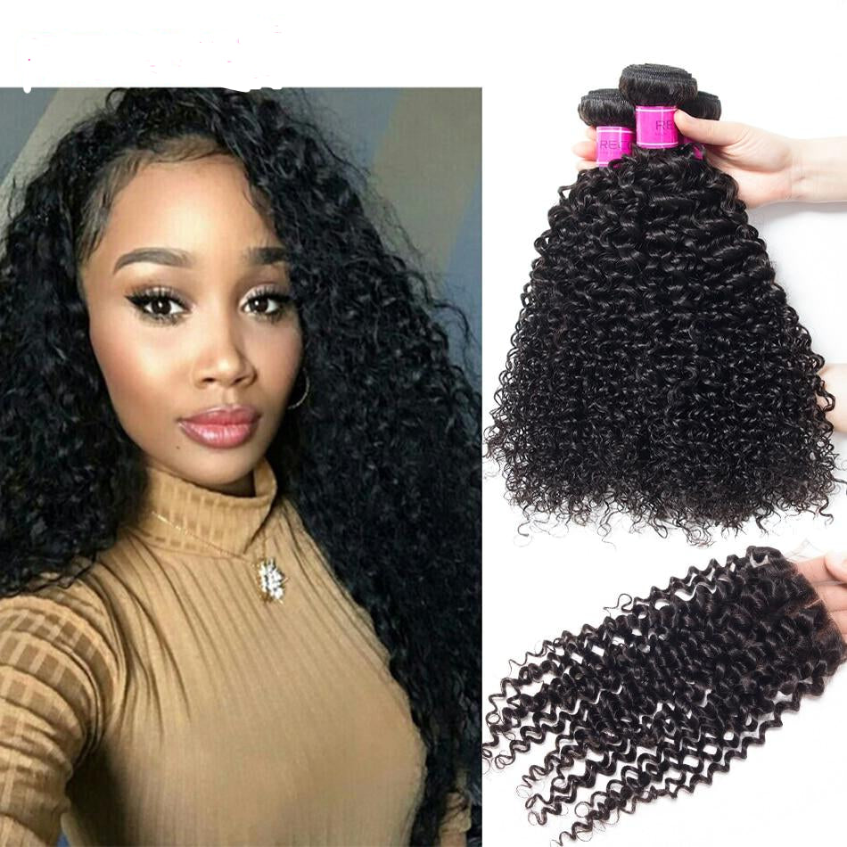 Hair Curly Bundles With Closure Brazilian Virgin Hair Bundles With Closure