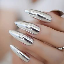 Load image into Gallery viewer, Marble Pointed Dark Shiny False Nails