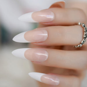 Marble Pointed Dark Shiny False Nails