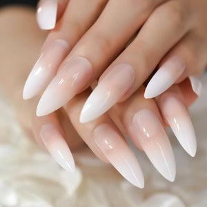 Marble Pointed Dark Shiny False Nails