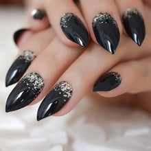 Load image into Gallery viewer, Marble Pointed Dark Shiny False Nails