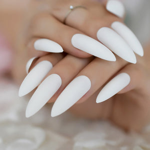 Marble STILETTO False Nails + Glue Sticker