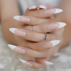 Marble STILETTO False Nails + Glue Sticker