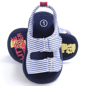 Breathable Anti Slip Crib Stripe Prewalker Sandals