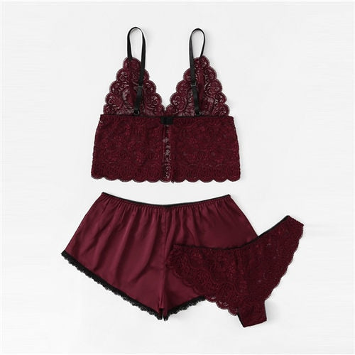 Floral Lace Cami Lingerie Set