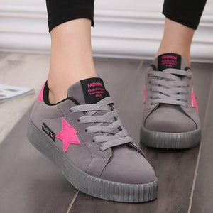 Lace Up Flat Pink Sneakers