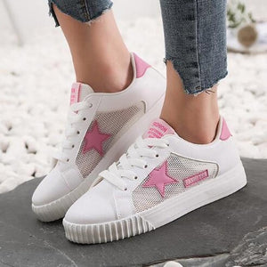 Lace Up Flat Pink Sneakers