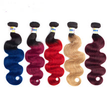 Load image into Gallery viewer, Colored Body Wave Brazilian Hair Bundles 1/3 Remy Bundles Ombre Human Hair