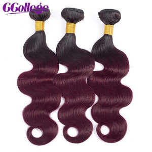 Colored Body Wave Brazilian Hair Bundles 1/3 Remy Bundles Ombre Human Hair