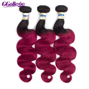 Colored Body Wave Brazilian Hair Bundles 1/3 Remy Bundles Ombre Human Hair