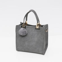 Load image into Gallery viewer, Leather Top-Handle Bags Drop Tote With Fur Ball