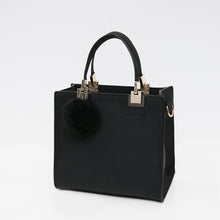 Load image into Gallery viewer, Leather Top-Handle Bags Drop Tote With Fur Ball