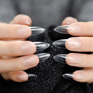 Marble Pointed Dark Shiny False Nails