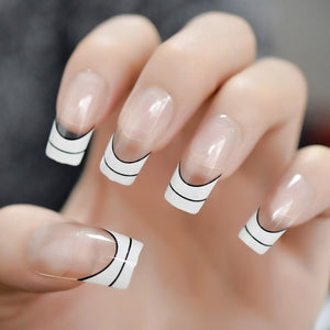 Marble Pointed Dark Shiny False Nails