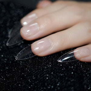 Marble STILETTO False Nails + Glue Sticker