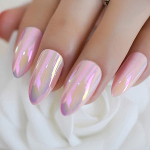 Marble STILETTO False Nails + Glue Sticker