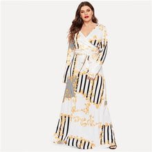 Load image into Gallery viewer, Plus Size Black Mixed Print Striped Maxi Dress