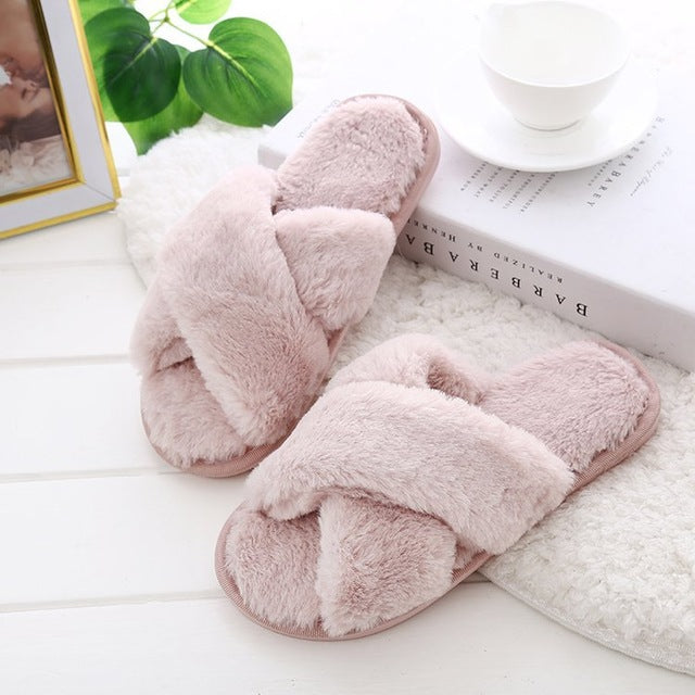 Fur Slides Warm Soft Slip On